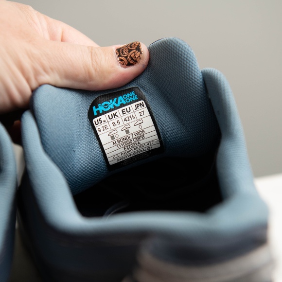 Hoka One One Bondi 7 Wide Mens 9 EE Wide Athletic Running Shoes Blue - Picture 5 of 6